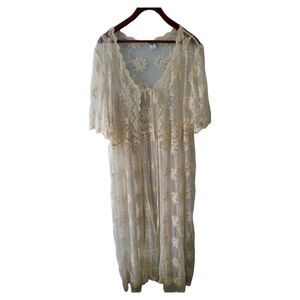 Back in the Saddle Ivory Long Lace Duster Festival Hippie Bohemian Romantic New